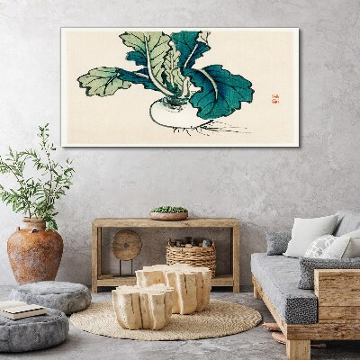 Foto op canvas Groene radijs op een lichte achtergrond