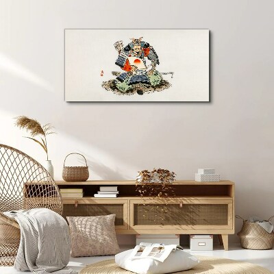 Schilderij op doek Samoerai in traditioneel kostuum