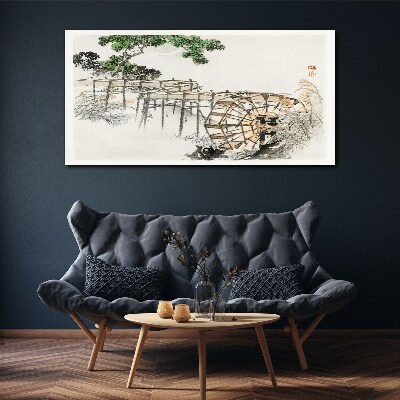 Schilderij op doek Vrede bij de watermolen