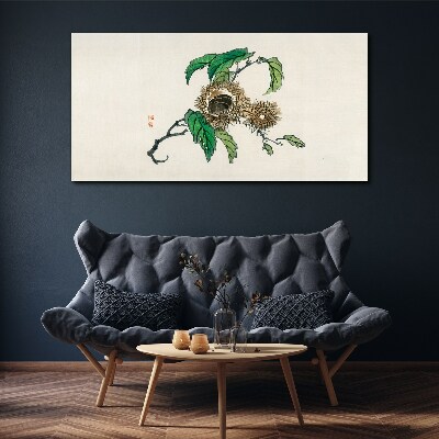 Foto op canvas Kastanjetak met bladeren