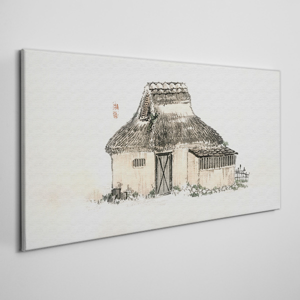 Canvas schilderij Landhuis met grasdak