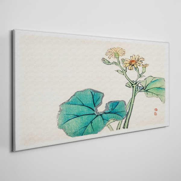 Foto op canvas Lotusbloemen en bladeren
