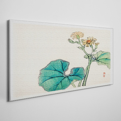 Foto op canvas Lotusbloemen en bladeren