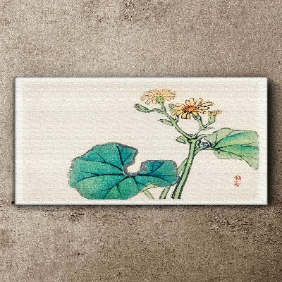 Foto op canvas Lotusbloemen en bladeren