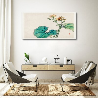 Foto op canvas Lotusbloemen en bladeren