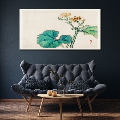 Foto op canvas Lotusbloemen en bladeren