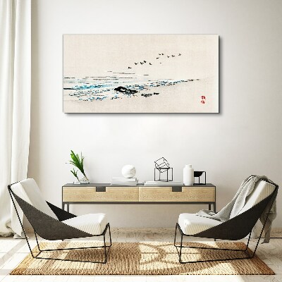 Canvas schilderij Een rustige kust met vogels