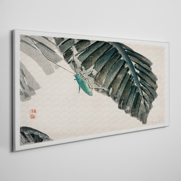 Schilderij op doek Een slank insect op bladeren