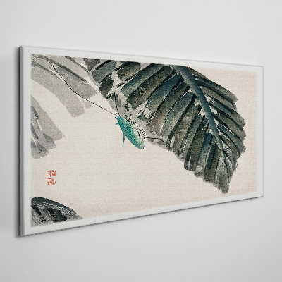 Schilderij op doek Een slank insect op bladeren