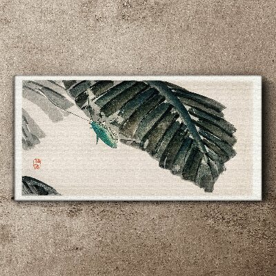 Schilderij op doek Een slank insect op bladeren