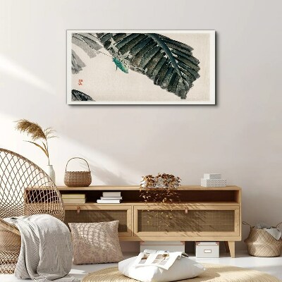 Schilderij op doek Een slank insect op bladeren