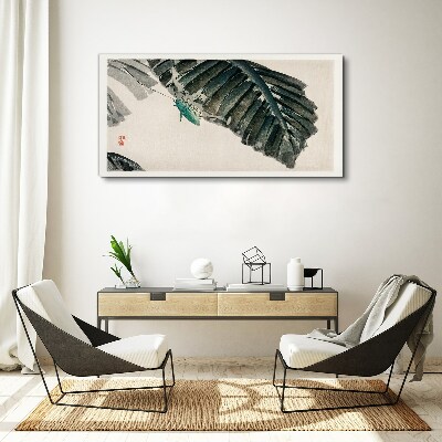 Schilderij op doek Een slank insect op bladeren