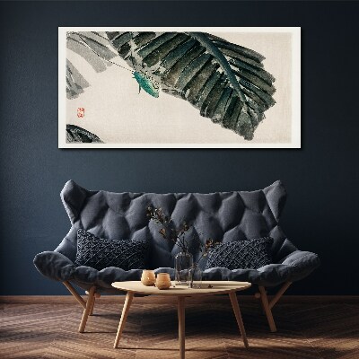 Schilderij op doek Een slank insect op bladeren