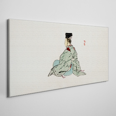 Canvas schilderij Japanse schoonheid in traditionele kimono