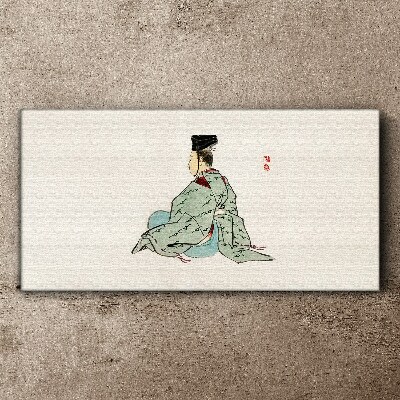 Canvas schilderij Japanse schoonheid in traditionele kimono