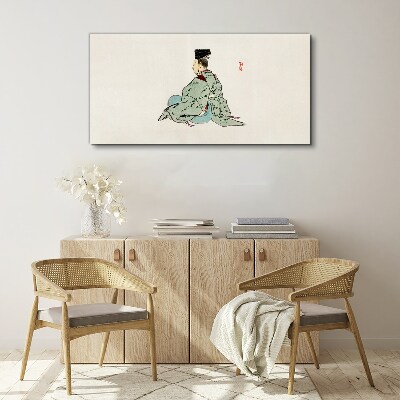 Canvas schilderij Japanse schoonheid in traditionele kimono