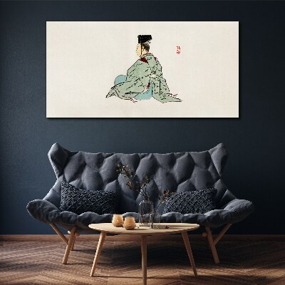 Canvas schilderij Japanse schoonheid in traditionele kimono