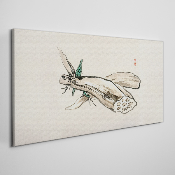 Canvas schilderij Vlinder op een lotusachtergrond