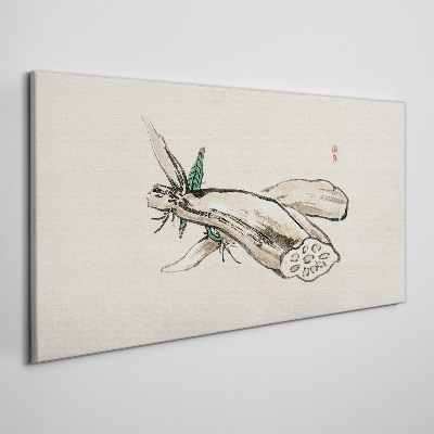 Canvas schilderij Vlinder op een lotusachtergrond