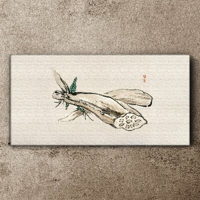 Canvas schilderij Vlinder op een lotusachtergrond