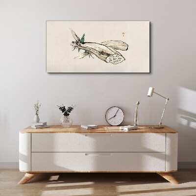 Canvas schilderij Vlinder op een lotusachtergrond