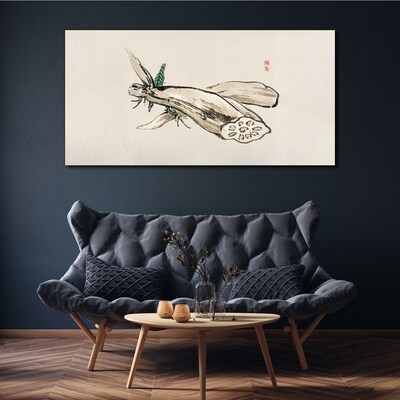 Canvas schilderij Vlinder op een lotusachtergrond