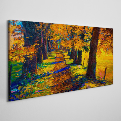 Canvas schilderij Golden Avenue in de herfstzon