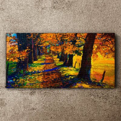 Canvas schilderij Golden Avenue in de herfstzon