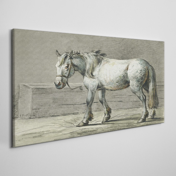 Schilderij op doek Een lopend paard in grijstinten
