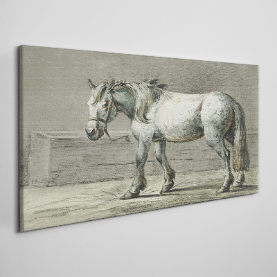 Schilderij op doek Een lopend paard in grijstinten