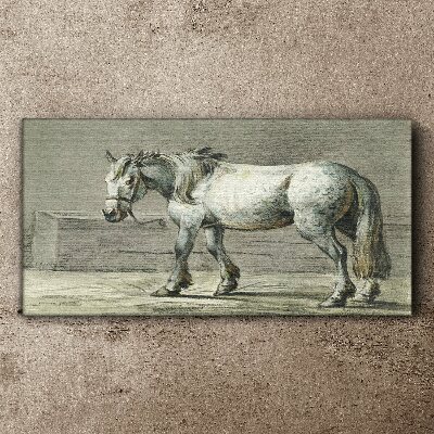 Schilderij op doek Een lopend paard in grijstinten