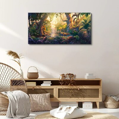 Schilderij op doek Mysterieus bos in de ochtend