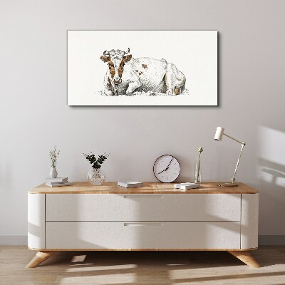 Canvas schilderij Een kalme koe in de weide