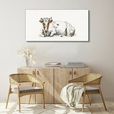 Canvas schilderij Een kalme koe in de weide