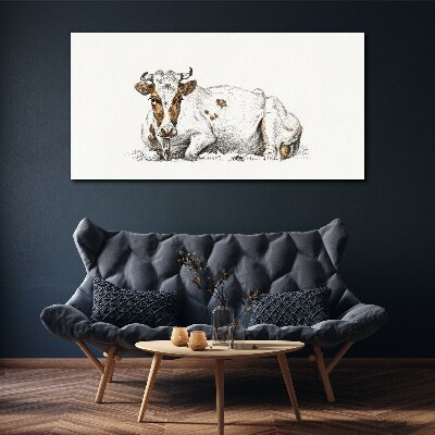 Canvas schilderij Een kalme koe in de weide