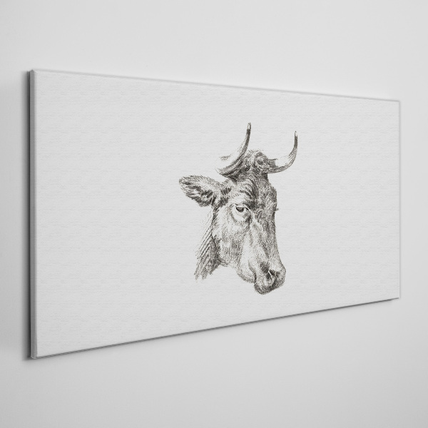 Canvas schilderij Portret van een koe op een witte achtergrond