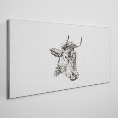 Canvas schilderij Portret van een koe op een witte achtergrond