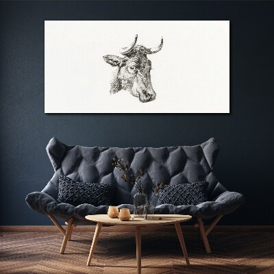 Canvas schilderij Portret van een koe op een witte achtergrond