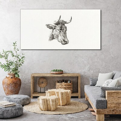 Canvas schilderij Portret van een koe op een witte achtergrond