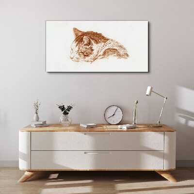 Schilderij op doek Een slaperig moment van een kat