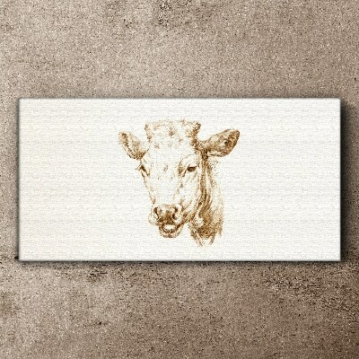 Schilderij op doek Portret van een koe in tinten bruin