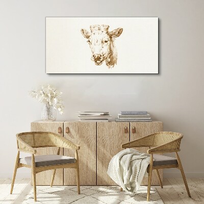 Schilderij op doek Portret van een koe in tinten bruin