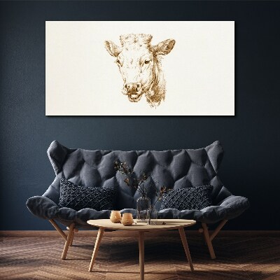 Schilderij op doek Portret van een koe in tinten bruin