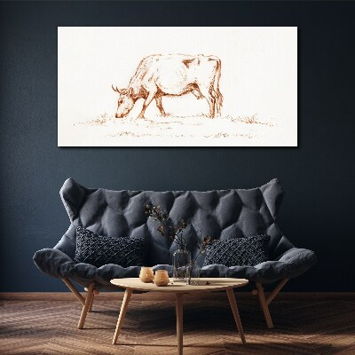 Canvas schilderij Koe in de wei