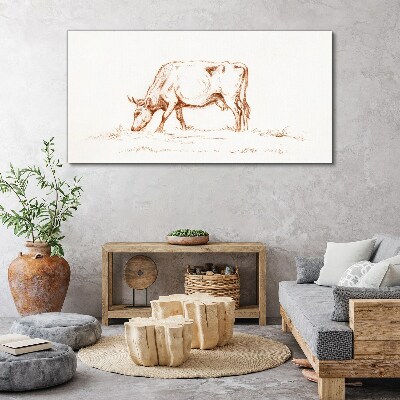 Canvas schilderij Koe in de wei