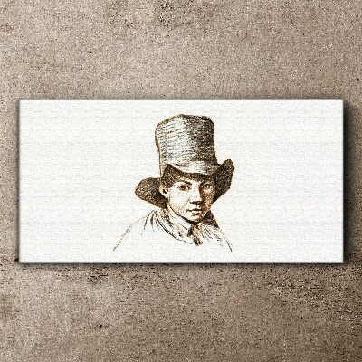 Schilderij op doek Portret in een hoed