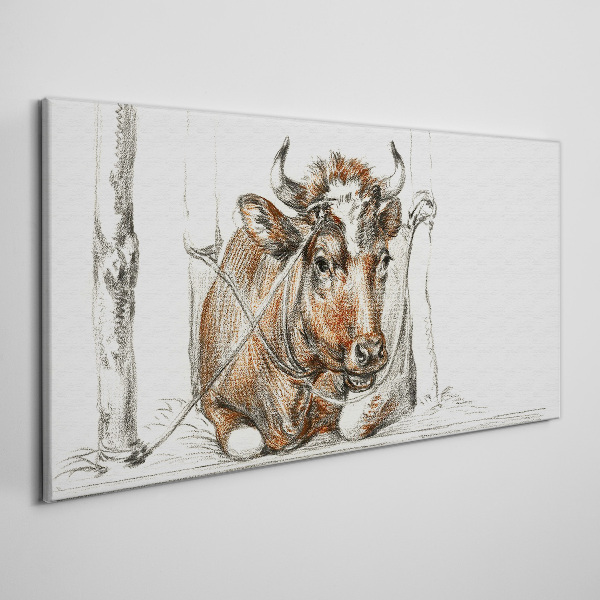 Schilderij op doek Een kalme koe in een landelijke omgeving