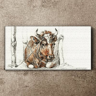 Schilderij op doek Een kalme koe in een landelijke omgeving