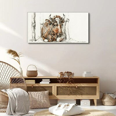 Schilderij op doek Een kalme koe in een landelijke omgeving