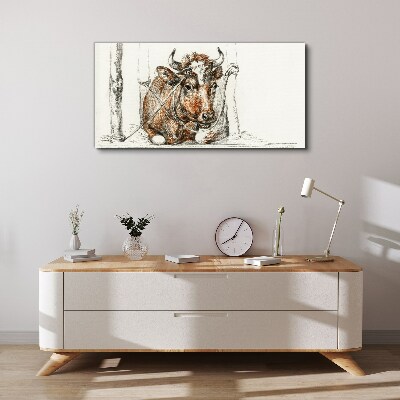 Schilderij op doek Een kalme koe in een landelijke omgeving